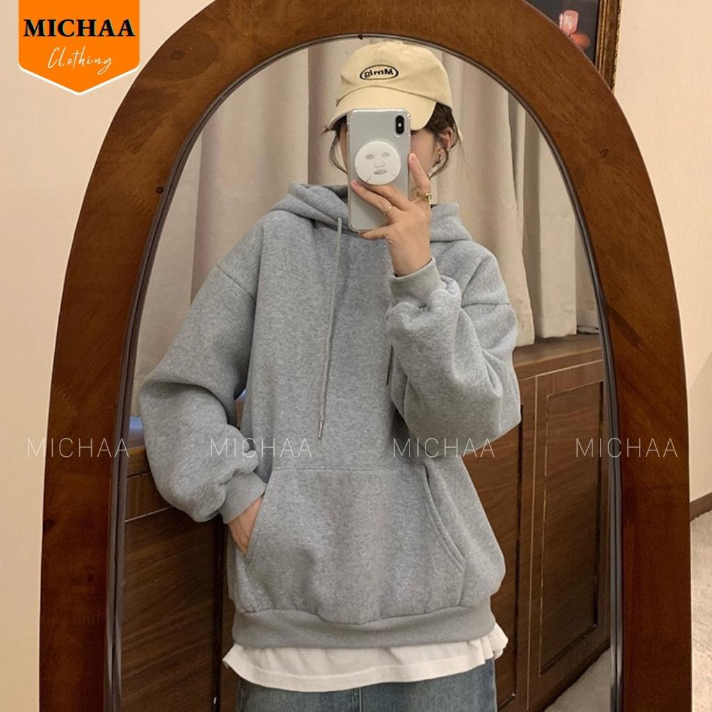 Áo Khoác Nỉ HOODIE TRƠN Nam Nữ Ulzzang Unisex Form Rộng Đẹp - MICHAA