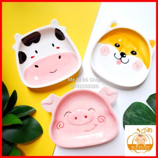 BÁT ĂN DẶM GỐM SỨ HÌNH ĐĨA BÒ SỮA, CÚN ĐÁNG YÊU CHO BÉ