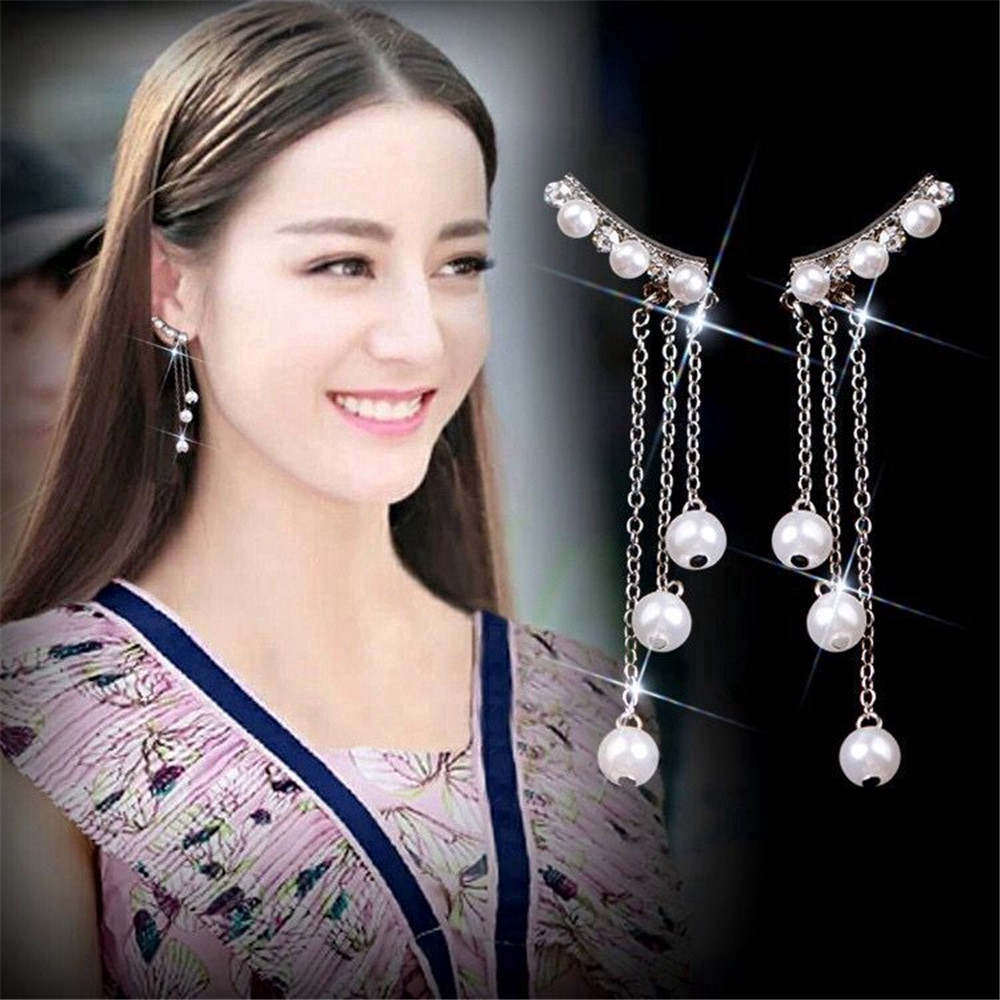 Đôi Khuyên Tai Nữ Dài Đính Ngọc Trai Xinh Xắn