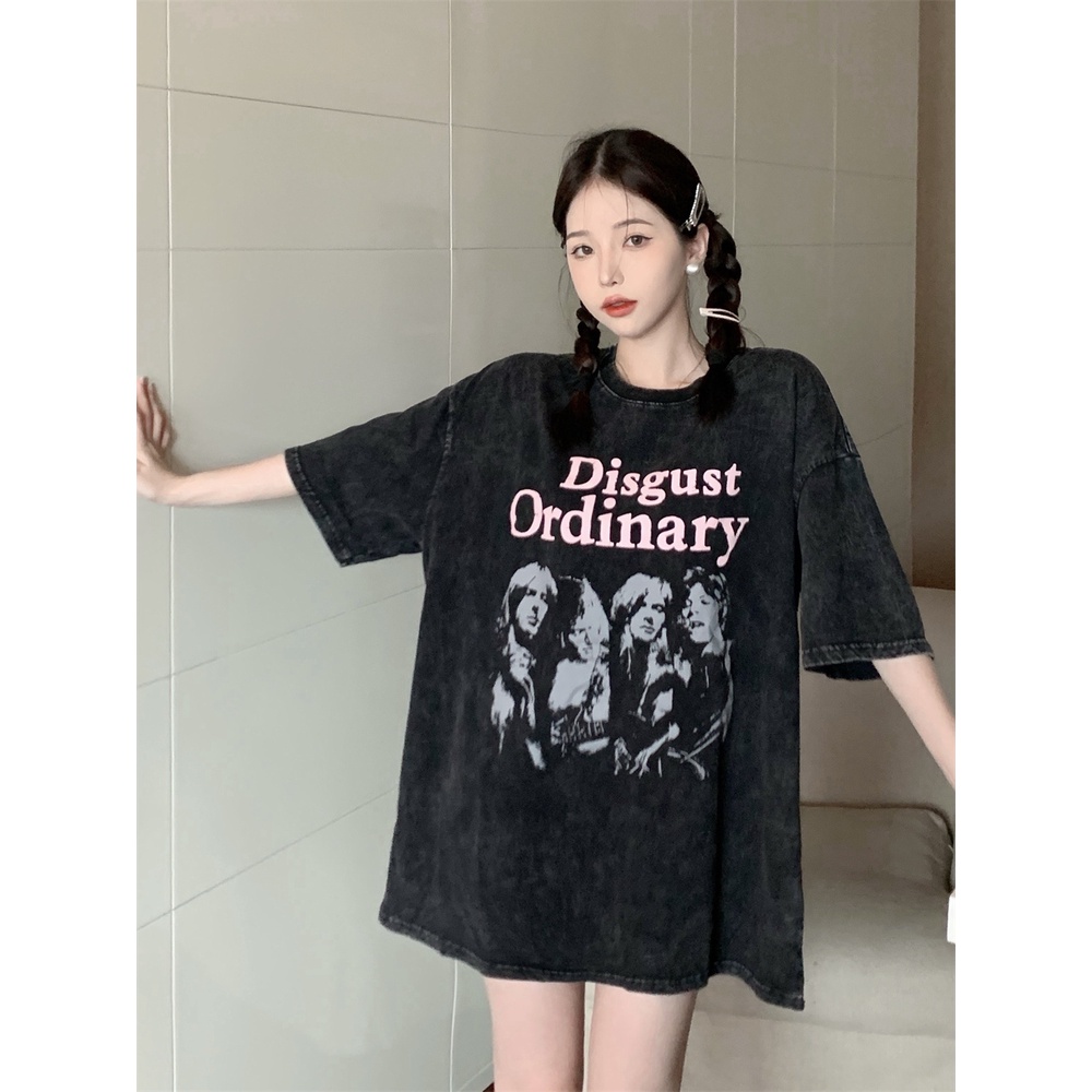 Áo Thun Lửng Tay Ngắn Dáng Rộng Phong Cách Hàn Quốc Thời Trang Cho Nữ