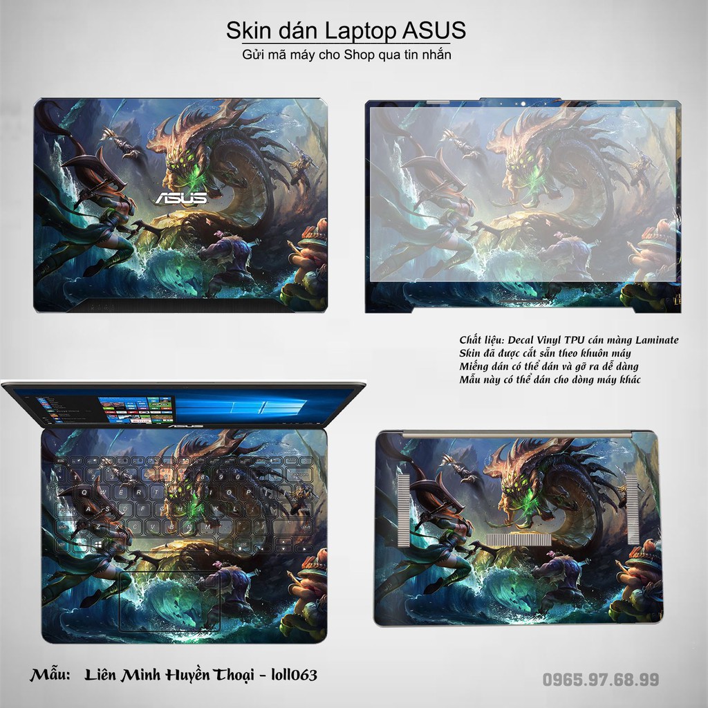 Skin dán Laptop Asus in hình Liên Minh Huyền Thoại nhiều mẫu 8 (inbox mã máy cho Shop)