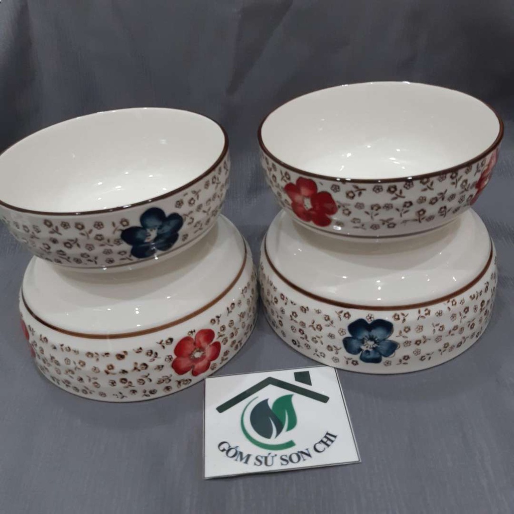 Tô Nhật bông xanh, đỏ Tô 6:14.5cm, Tô 7:17.5cm dùng đựng canh, soup