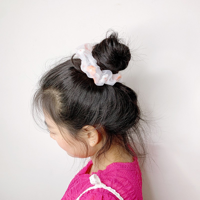 Buộc tóc scrunchies Buộc tóc cao cấp hoạt tiết phối hoa 1022N