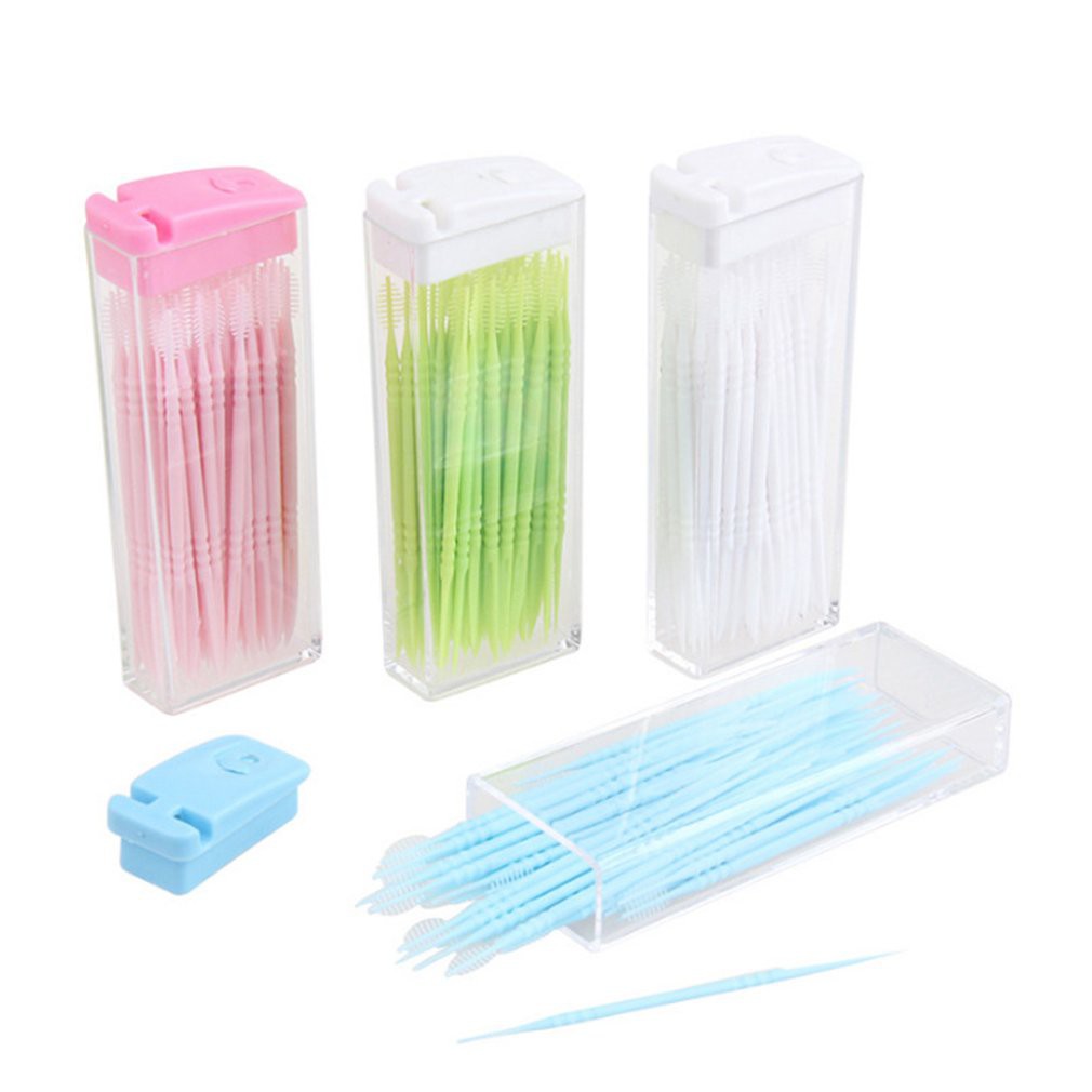 twivnignt Hộp 50 Cây Tăm Xỉa Răng Bằng Nhựa 50pcs Dental Picks Toothpick Plastic Interdental Toothpick Brush 50 PCS Hotel Dental Picks Oral Care