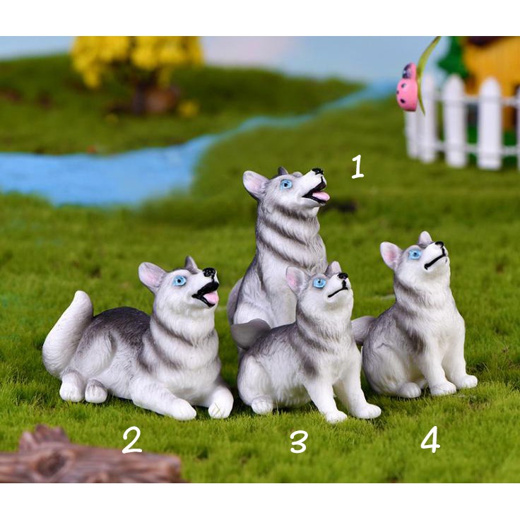 Mô Hình Chó Husky Làm Tiểu Cảnh - trang trí terrarium / decord mô hình