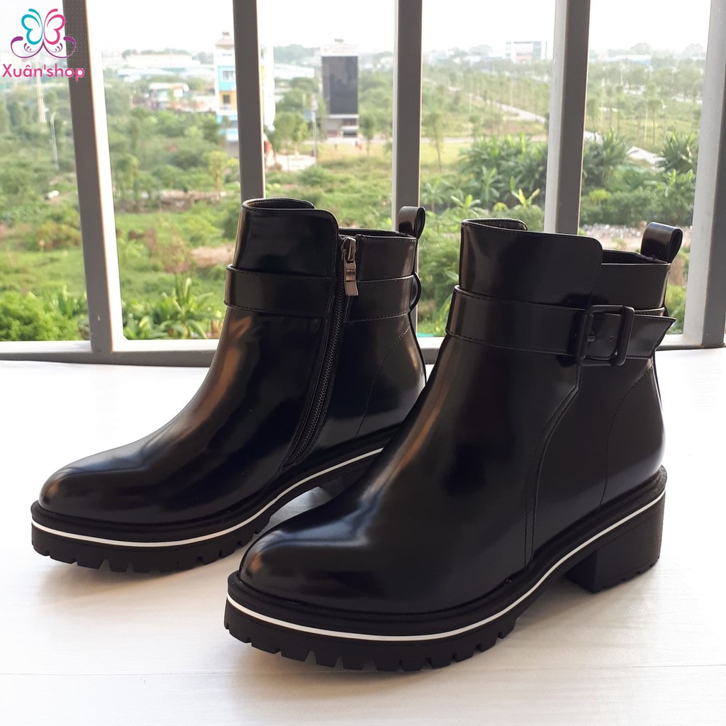 Boot Daphne da trơn bóng, đế cao 5cm (size 36-230)