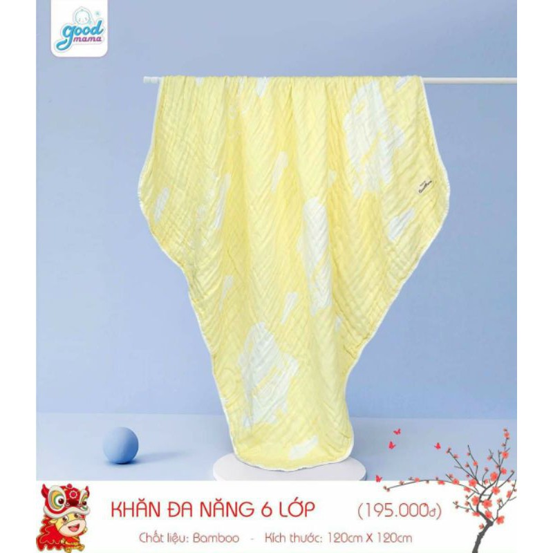  Khăn Tắm Đa Năng 6 Lớp Goodmama-HÀNG CÔNG TY GOODMAMA Kích thước:120cm×120cm