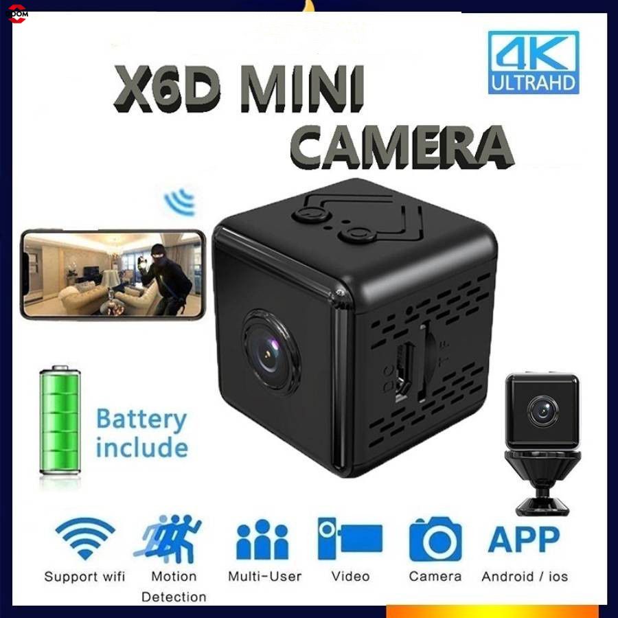 X6d Camera Hd 1080P/4K Mini Camera Giám Sát Ip Wi-fi Cảm Biến Đầu Ghi Hình Micro Ip Camera Thể Thao Dv đầu Ghi Hình Camera Nhỏ 【Doom】