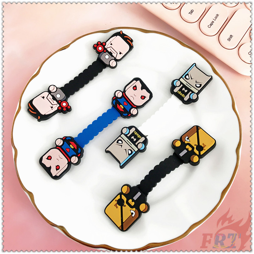 ◐ Dụng Cụ Quấn Dây Cáp Hình Siêu Anh Hùng Marvel &amp; DC ◑ 1 Kẹp Quấn Dây Cáp Tai Nghe / Dây Sạc Hình Iron Man / Captain America / Spider Man / Superman