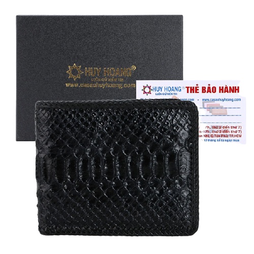 Bóp nam Huy Hoàng da trăn đan viền màu đen HP2313