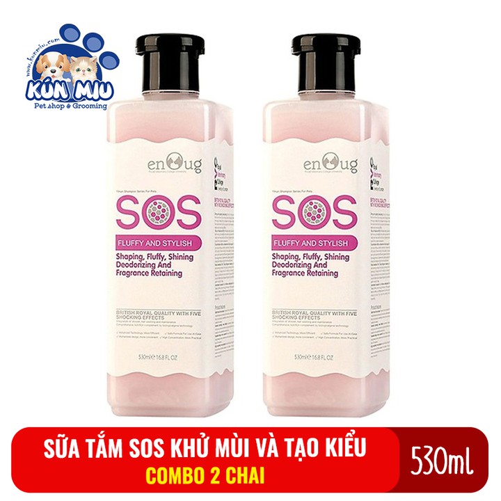 2 chai Sữa tắm SOS cho chó mèo giúp khử mùi và tạo kiểu chai 530ml màu hồng chính hãng