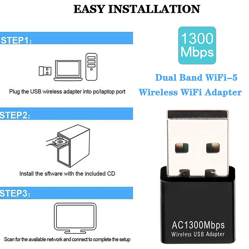 Usb Wifi Chuyển Đổi Ac1300Mbps | BigBuy360 - bigbuy360.vn