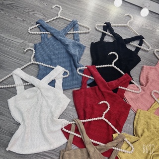 Áo kiểu cổ yếm chéo cổ chất thun xốp mềm mịn
