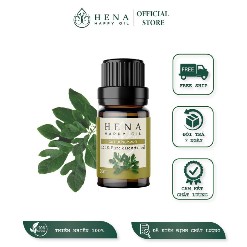Tinh dầu Gù Hương Hena - Mùi thơm dễ chịu của xá xị - Lọ 10ml