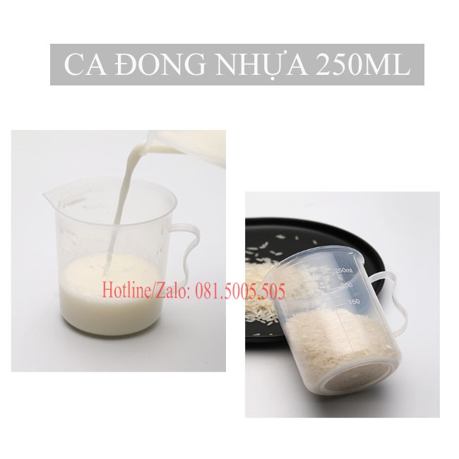 Ca đong 250cc chất liệu nhựa chịu nhiệt 130 độ C với vạch chia dung tích