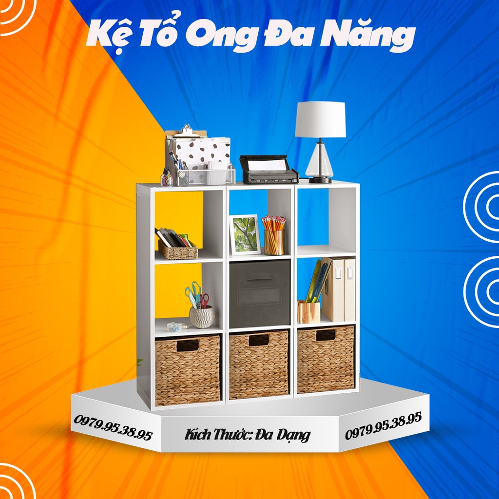 Kệ gỗ tổ ong 3 tầng, kệ sách tổ ong sang trọng, hiện đại, gọn gàng chất gỗ MDF dày 12mm  Big sale BIG SALE