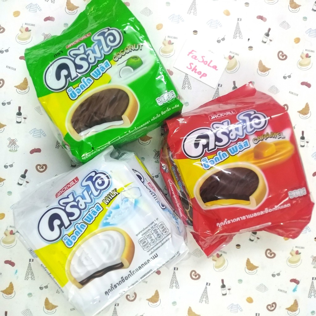 Bánh quy CREAM-O Thái Lan Choco Plus JACK&JILL 24 gói 432g biscuit thailand kem sô cô la giòn kẹo