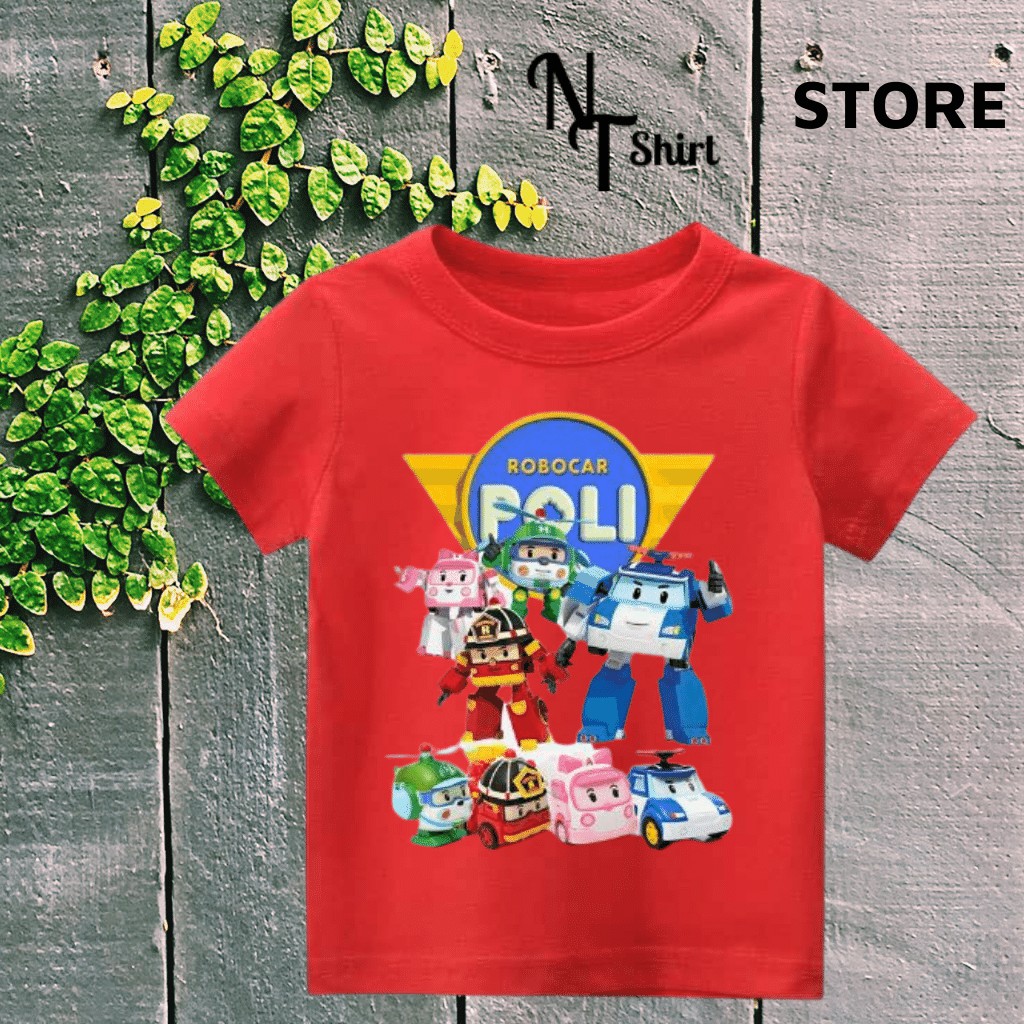 Áo thun bé trai và bé gái, Áo phông trẻ em in hình Robocar Poli Robot, Áo cotton xịn mặc mát thoải mái  NTShirt