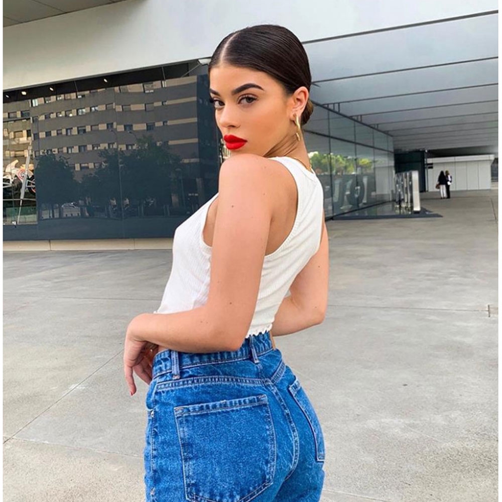 Áo nữ croptop không tay in chữ thời trang