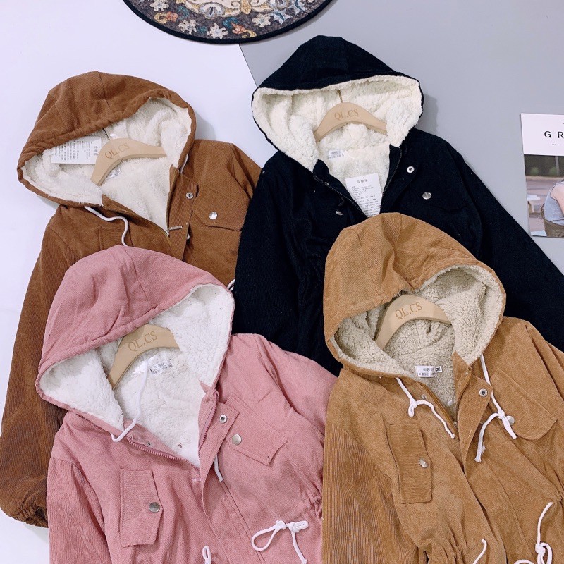 BÁN SỈ ÁO PARKA TĂM NHUNG LÓT LÔNG CÓ MŨ 3 MÀU CHO NỮ | BigBuy360 - bigbuy360.vn