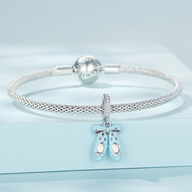 BAMOER Mặt Vòng cổ Bạc 925 Hình Đôi Giày Ba Lê Thời Trang