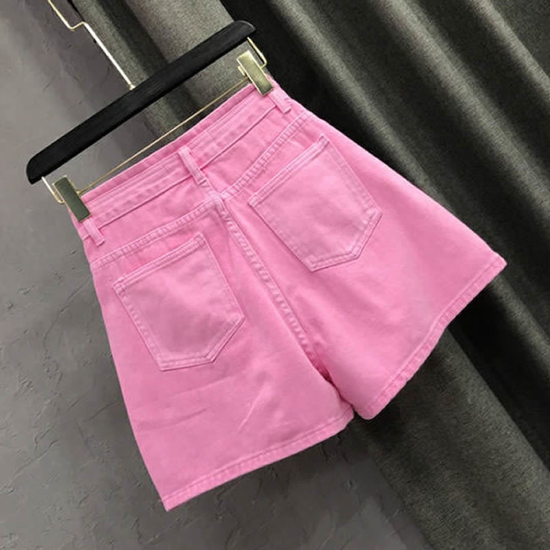 Quần Short Denim Lưng Cao Ống Rộng Phong Cách Mới