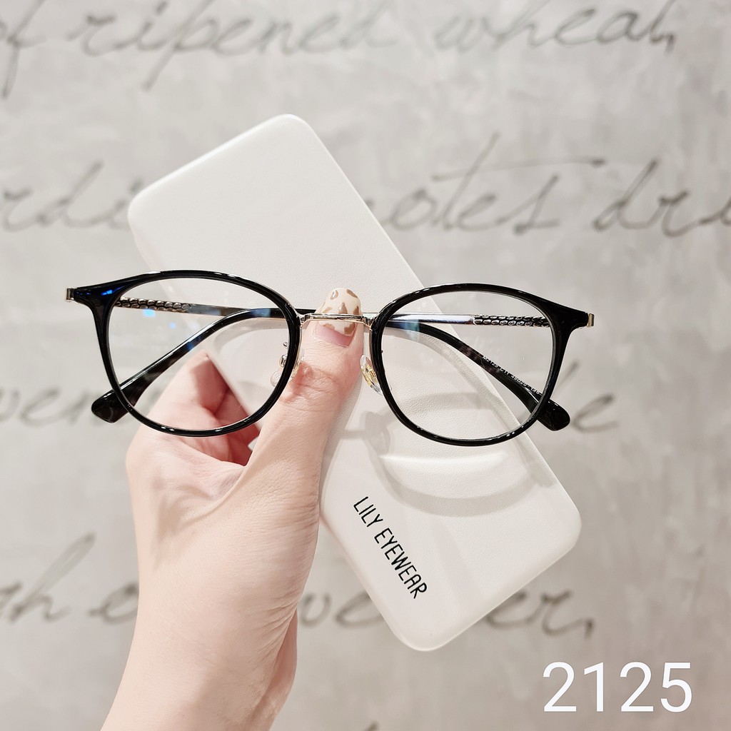 Kính cận cao cấp nữ LILYEYEWEAR mắt tròn chất liệu kim loại thanh mảnh màu sắc thời trang 2125