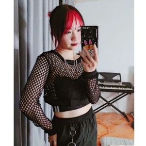 ÁO CROPTOP DÀI TAY REN LƯỚI, ÁO TẬP NHẢY DANCE