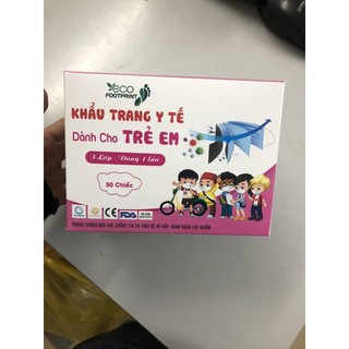 khẩu trang y tế trẻ em 3 lớp in hình Eco Footprint