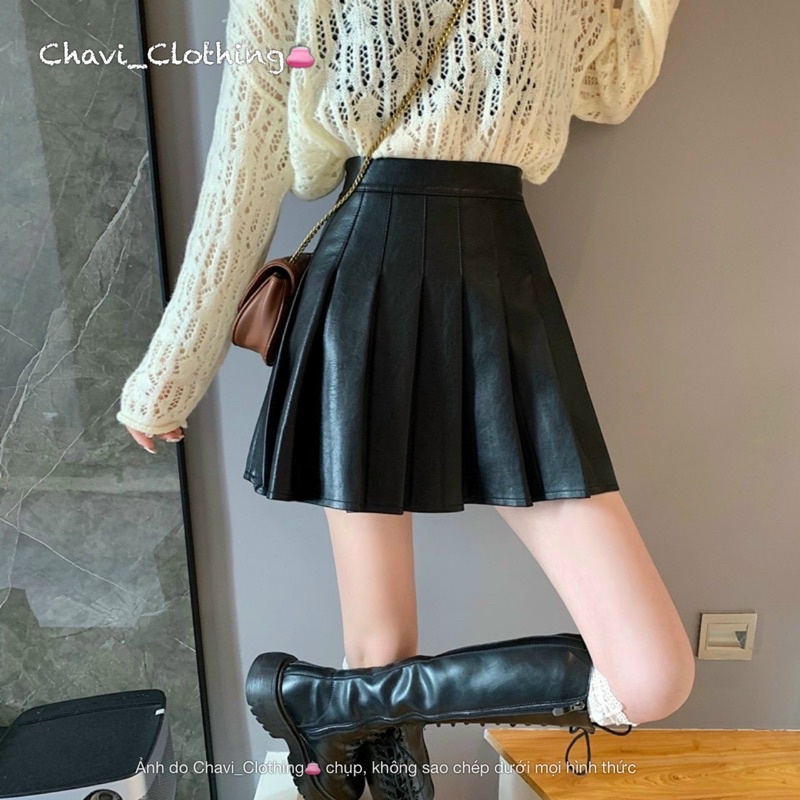 Chân váy da xếp ly có lót quần hàng Quảng Châu | BigBuy360 - bigbuy360.vn