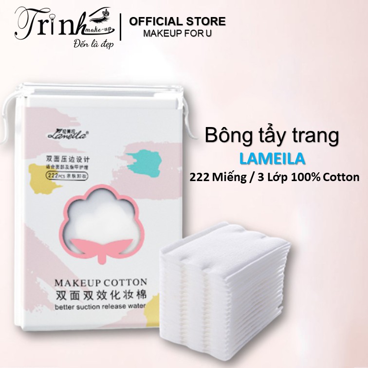 Bông Tẩy Trang LAMEILA 222 Miếng/3 Lớp 100% Cotton