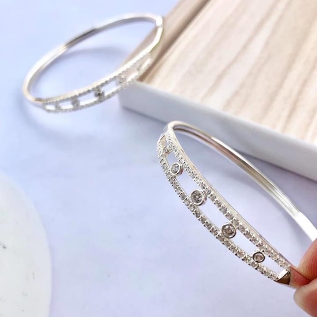 LẮC TAY NỮ MẶT ĐÁ SIÊU XINH- VÒNG TAY MẪU CỨNG BẠC S925