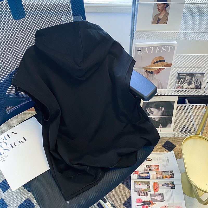 Áo Thun Sát Nách Có Mũ Trùm Phong Cách hip hop Nhật Bản Thời Trang Xuân Hè Cho Nam