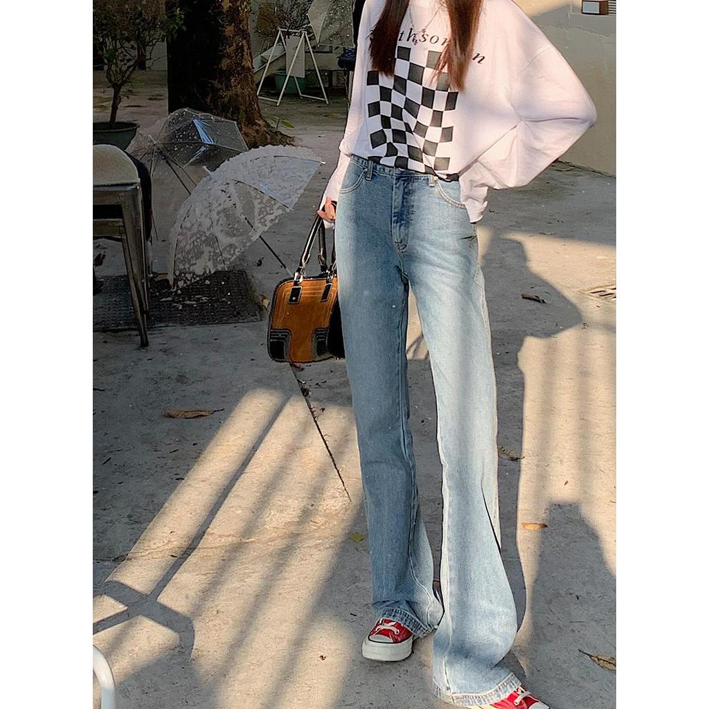 60683 Phong Cách Mới Quần Denim Nữ Ống Loe Micro