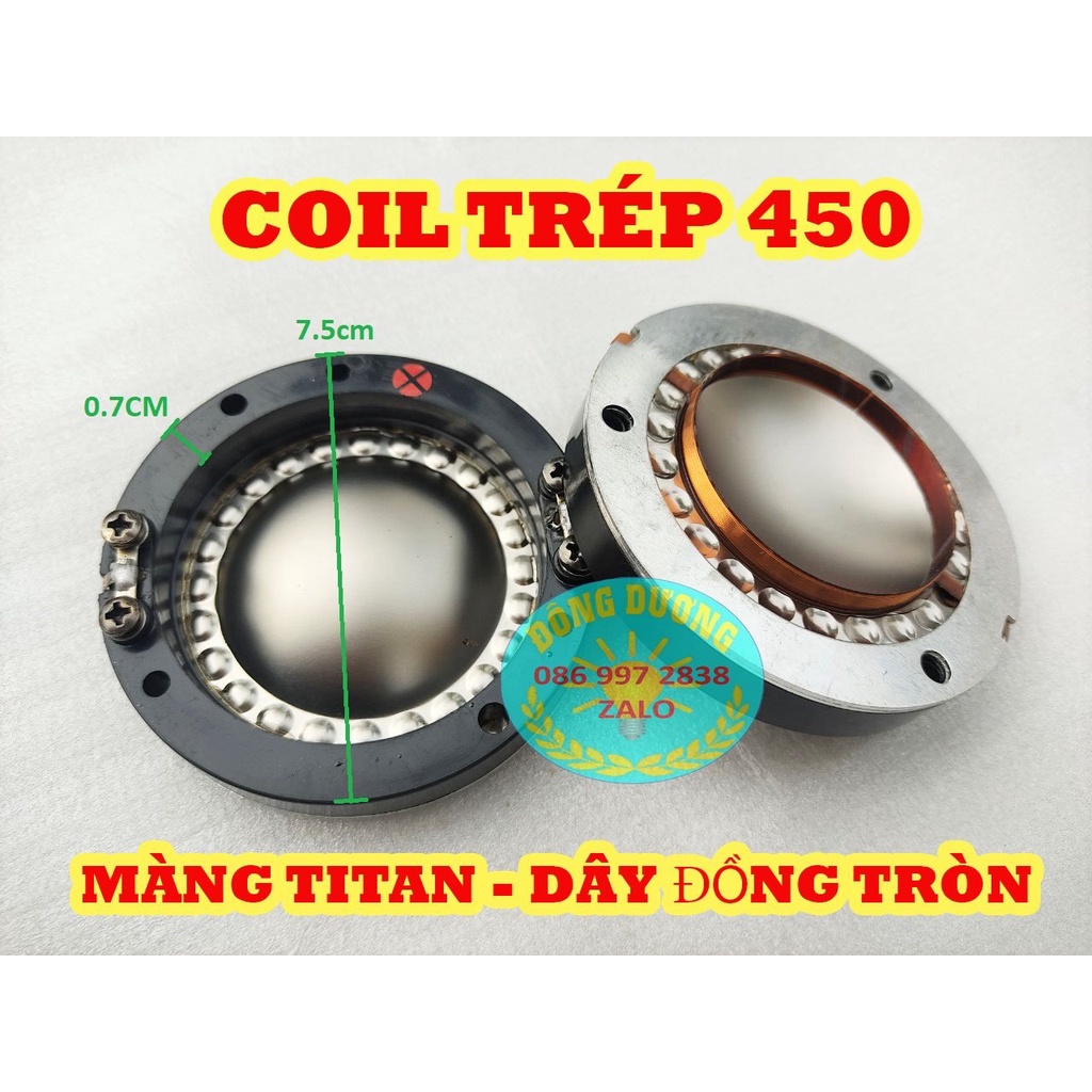 COIL LOA TREBLE 44.4 KHÔNG CỌC - MÀNG TITAN - COIL THAY THÉ TRBLE 450