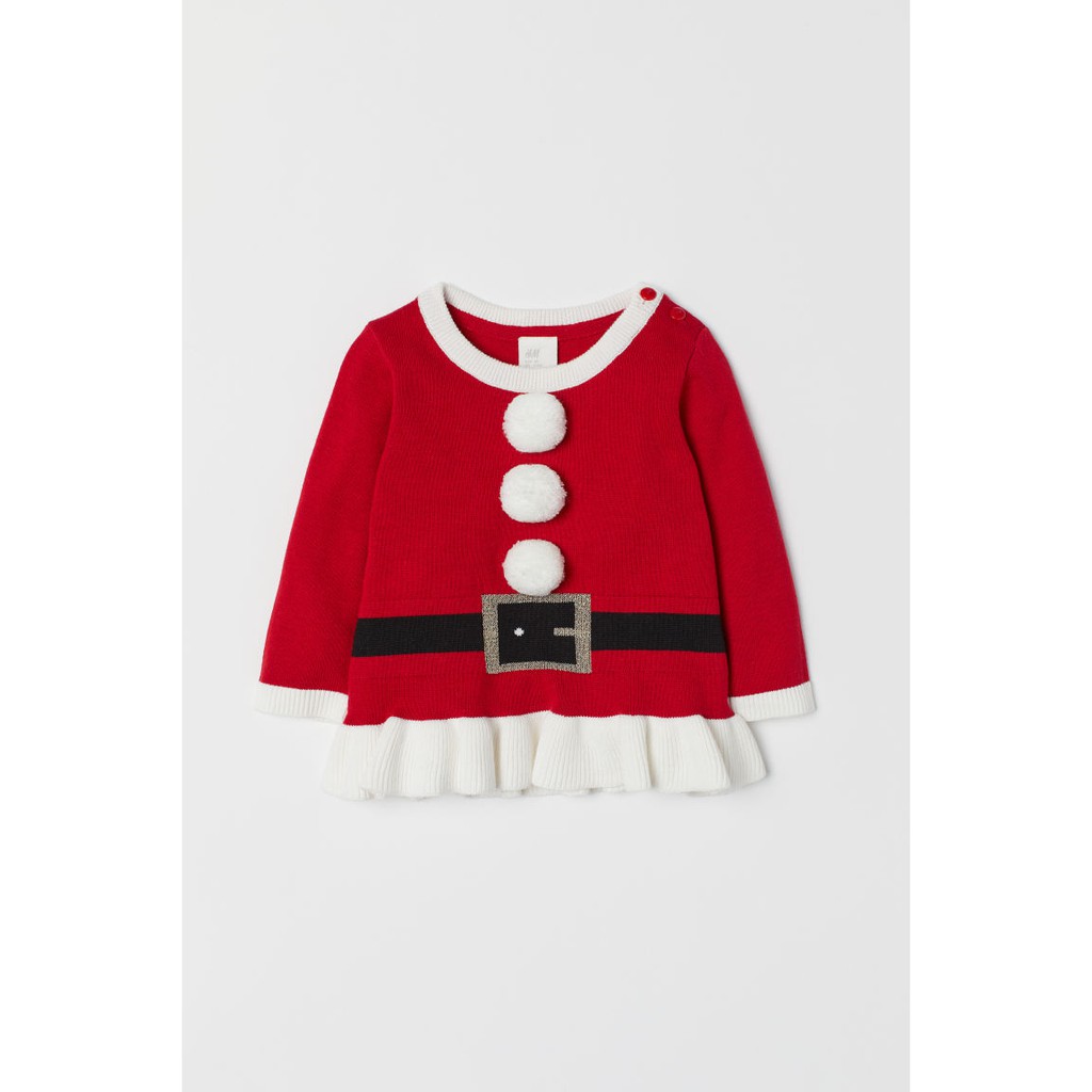 Áo len đỏ Noel santa HM H&amp;M size 6-9, 9-12, 12-18m_hàng chính hãng authentic