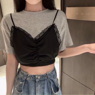 set croptop áo phi bóng rút dây mặc được 2 kiểu (ảnh thật)