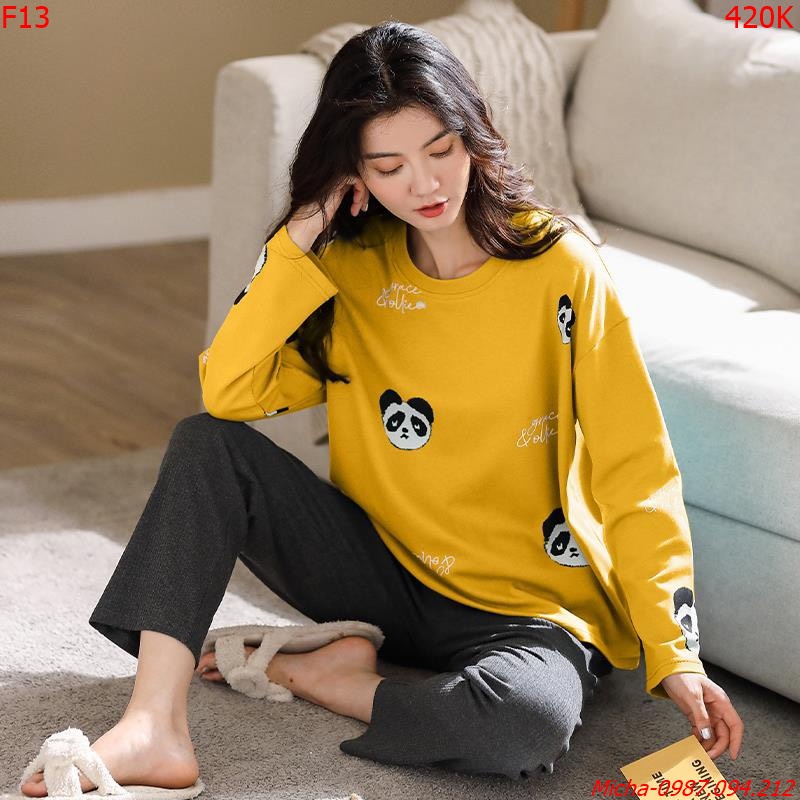 Bộ dài tay gấu panda màu vàng - Micha F13