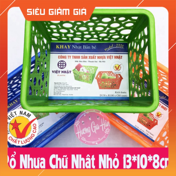 [HN] Rổ Nhựa Hoa Chữ Nhật, Rổ Cỡ Nhỏ Đa Năng kích thước 13*10*8cm của Việt nhật plastic