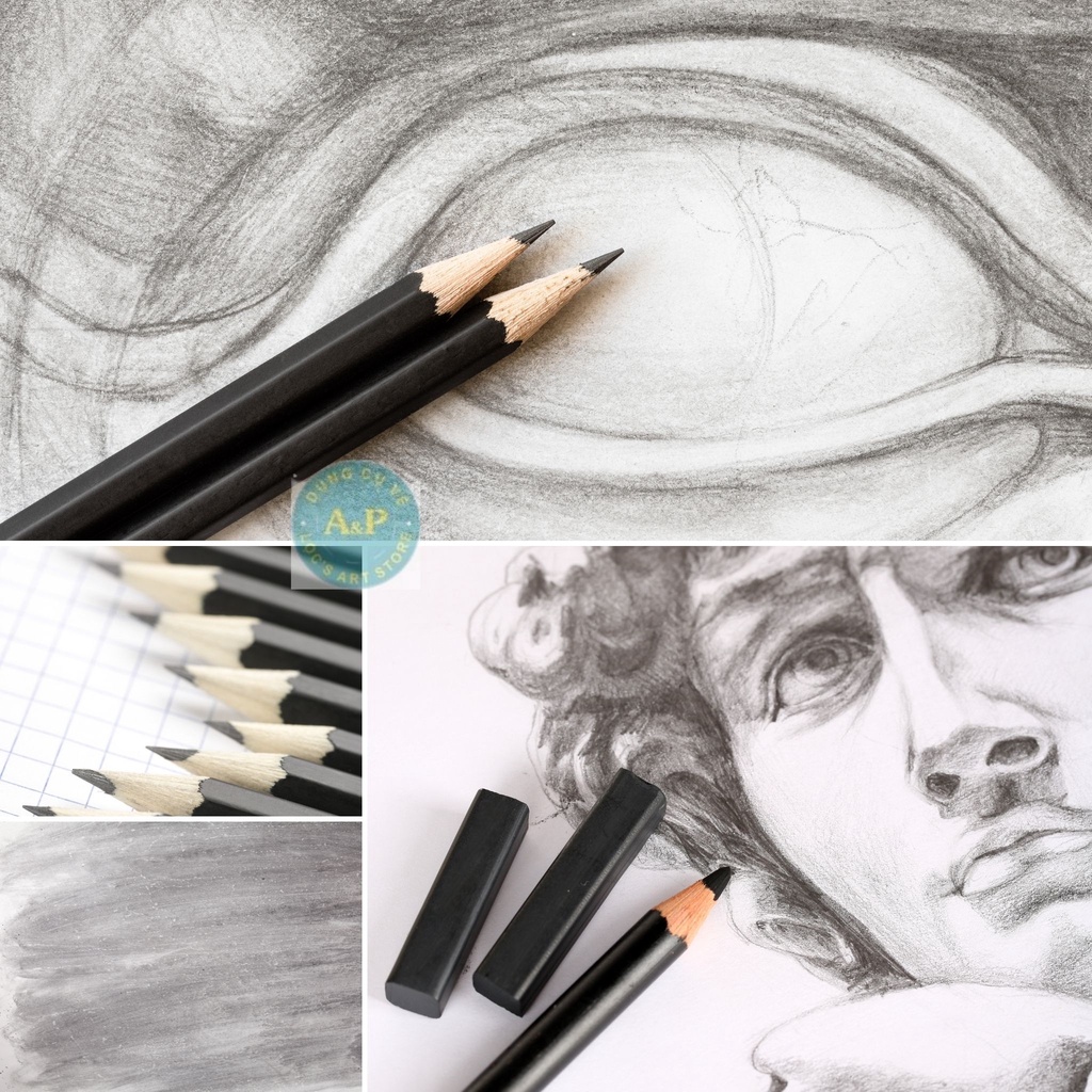 [Lộc'sArtStore] [Chính hãng]Bút chì đen mỹ thuật drawing RENAISSANCE Thái Lan HB-6B