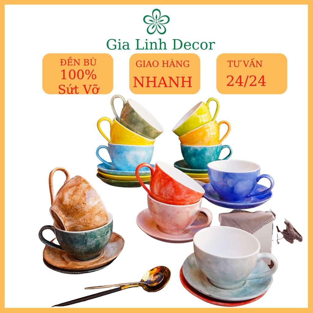 Ly cafe Bát Tràng- Cốc Sứ Bát Tràng - Bộ ly tách cao cấp - Cappuccino 250ml