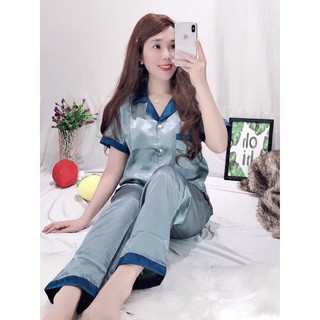 Phi lụa - tay ngắn quần dài phối