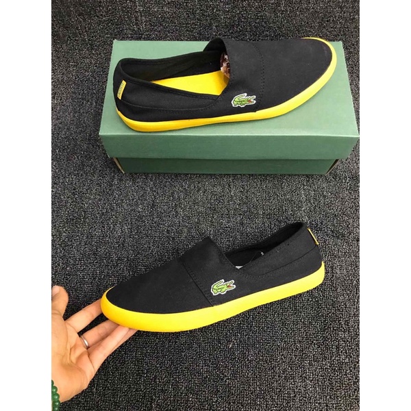 Giày lười vải dành cho nam nữ đế bệt dáng ôm lacoste
