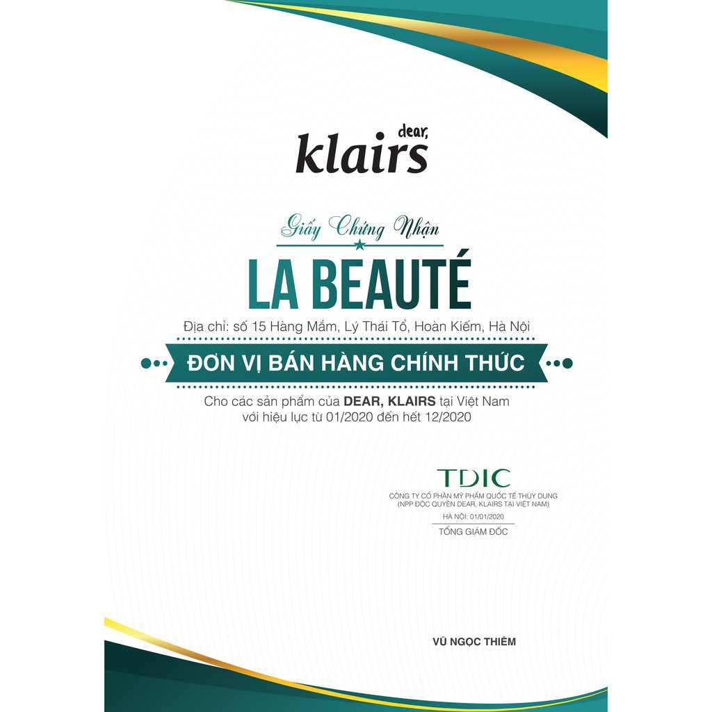 Kem Dưỡng Làm Dịu Và Phục Hồi Da - Dear Klairs Midnight Blue Calming Cream 30ml