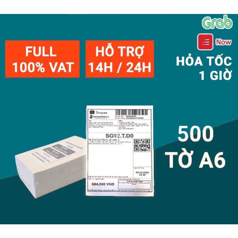 (dạng xấp) Tem in mã vận đơn hàng kich thước 100x150mm -loại khoảng 500 tem/xấp-có keo tự dính