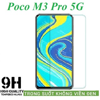Kính cường lực Poco M3 Pro 5G - Kính cường lực trong suốt, độ cứng 9H