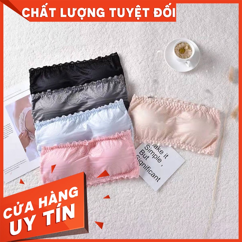 Áo ống ren hoa in chìm đơn giản có đệm mút dễ phối đồ