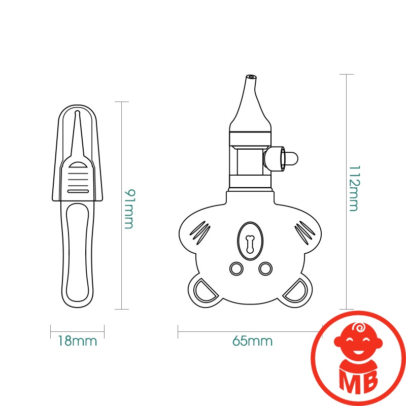 Dụng cụ hút mũi GẤU kèm nhíp gắp rỉ mũi có hộp đựng cho bé