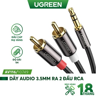 Dây Audio 3.5mm ra 2 đầu RCA (Hoa sen) UGREEN AV116 - Hàng phân phối chính hãng - Bảo hành 18 tháng