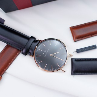 [𝐆𝐈𝐅𝐓 𝐒𝐄𝐓]Đồng Hồ Nam Nữ Daniel Wellington Classic Sheffield Rose Gold Black + Dây Da DW ST Mawes Chính Hãng